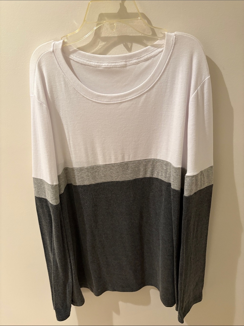 Alfred Dunner Colorblock Long-Sleeve Top - White, Light Gray & Dark Gray